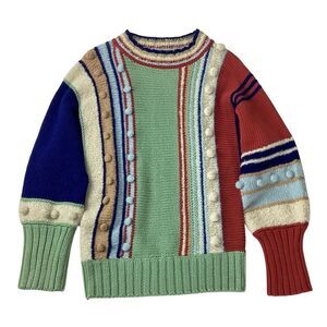 BATSHEVA Bauble Sweater M Colorblock Stripe Chunky Knit Editorial Statement